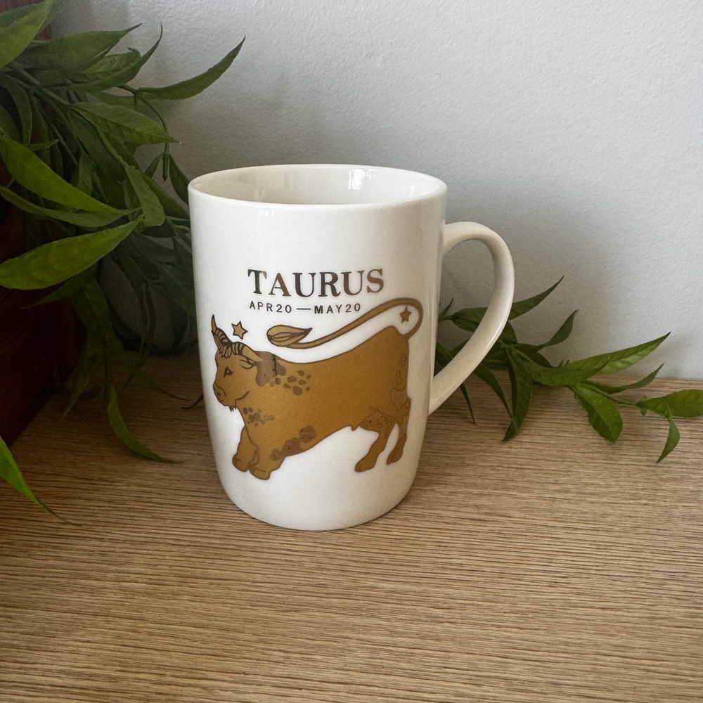 Taurus Zodiac Mug - White and Gold